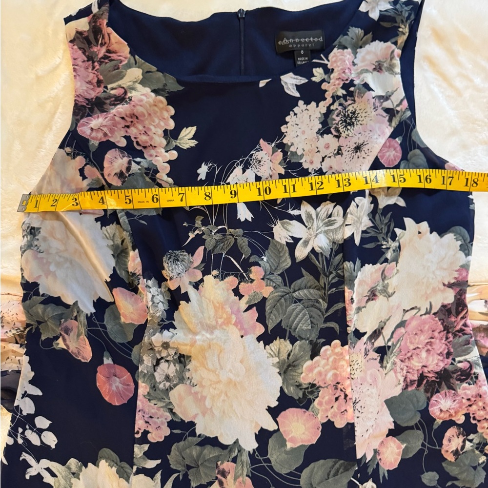 Connected Apparel Navy Floral Midi Dress - Picture 7 of 8